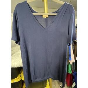 Piko 1988 Women's Blue T-shirt V-neck Relaxed 95% Bamboo Sz Small